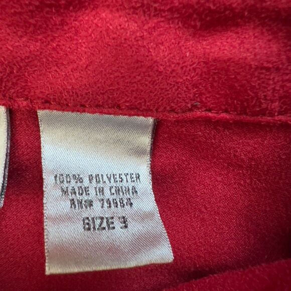 Chico's Button Up Shirt Jacket Shacket Size 3 (XL/16) Red Faux Suede Microfiber - Picture 4 of 8